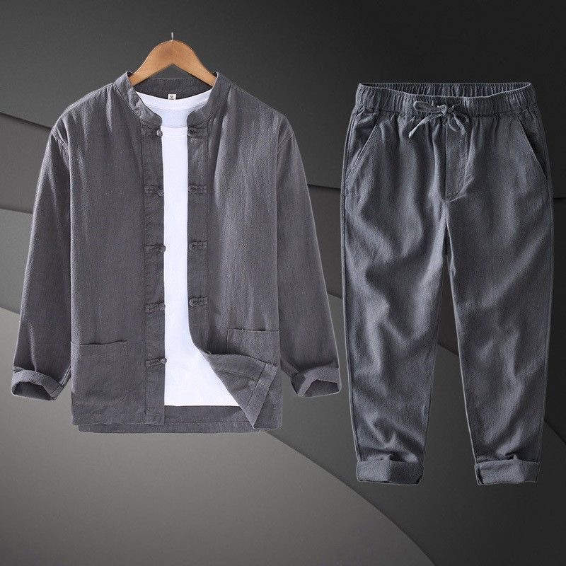 New 2026 Cotton Linen Chinese  - огляд і ціна Mens Linen Shirt Long Sleeve