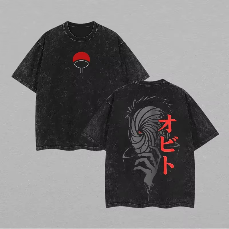 Naruto Obito Uchiha Men T Shir - огляд і ціна Acid Wash Vintage Graphic T Shirt