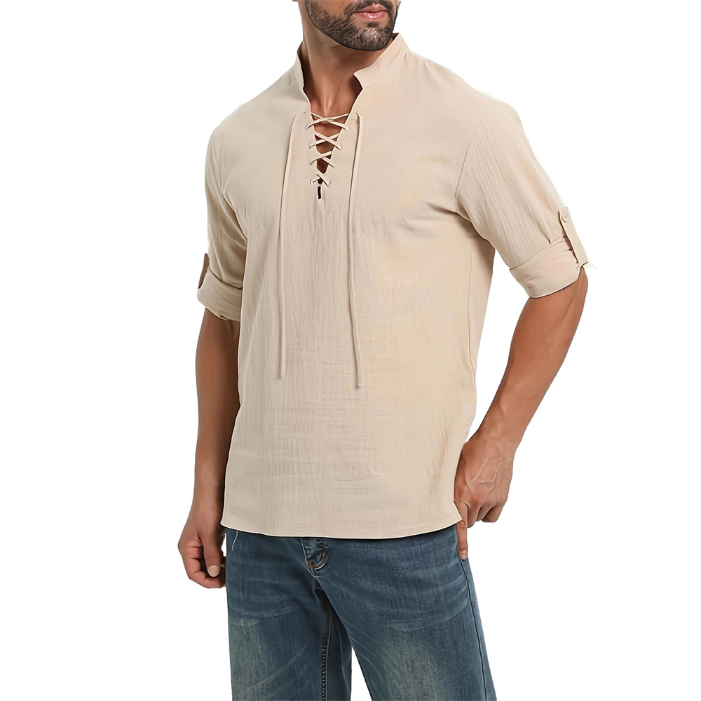 Spring Autumn Men's Pirate Shi - огляд і ціна Medieval Gothic Lace Up Pirate Shirt