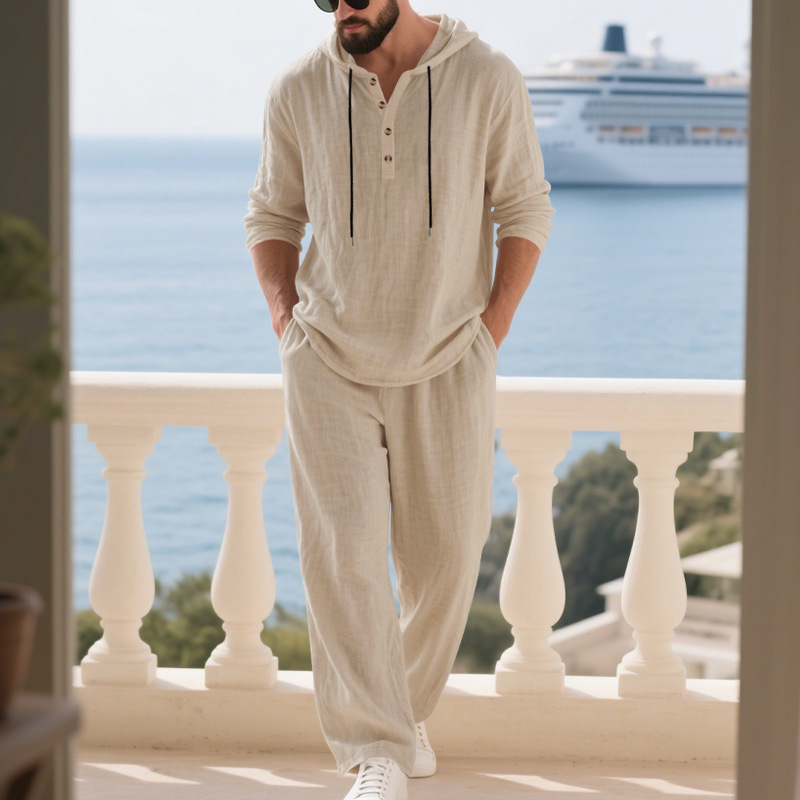 Cross-border Autumn Linen Men' - огляд і ціна Mens Linen Shirt Long Sleeve