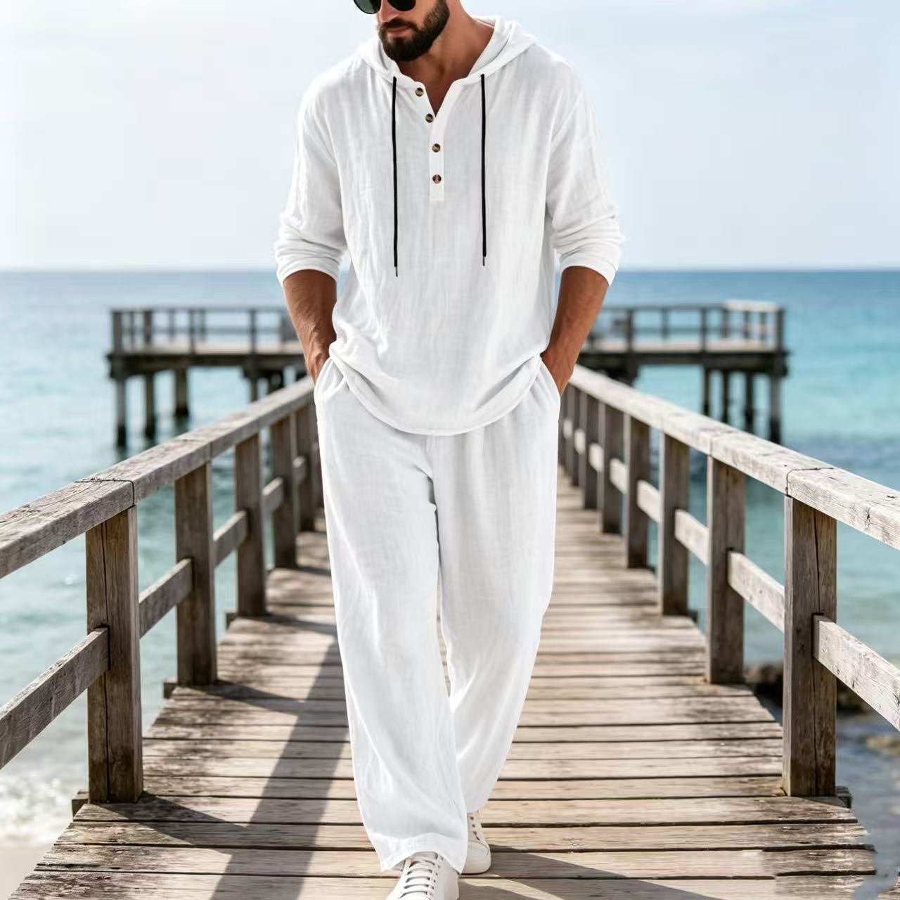 2026 Cross-border Spring and A - огляд і ціна Mens Linen Shirt Long Sleeve