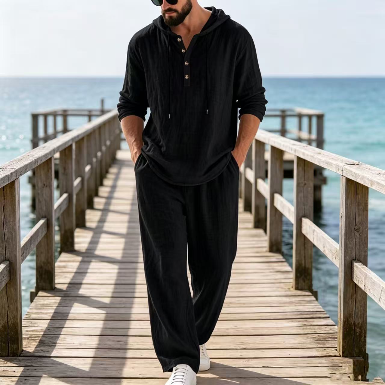 2026 Cross-border Spring and A - огляд і ціна Mens Linen Shirt Long Sleeve