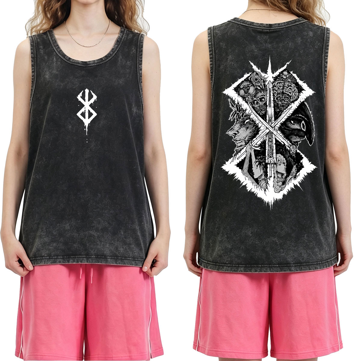 Anime Berserk Guts Graphic Vin - огляд і ціна Acid Wash Vintage Graphic T Shirt