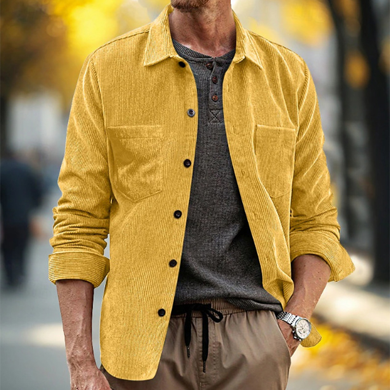 Spring Fall Daily Leisure Mens - огляд і ціна Corduroy Button Up Shirt Men