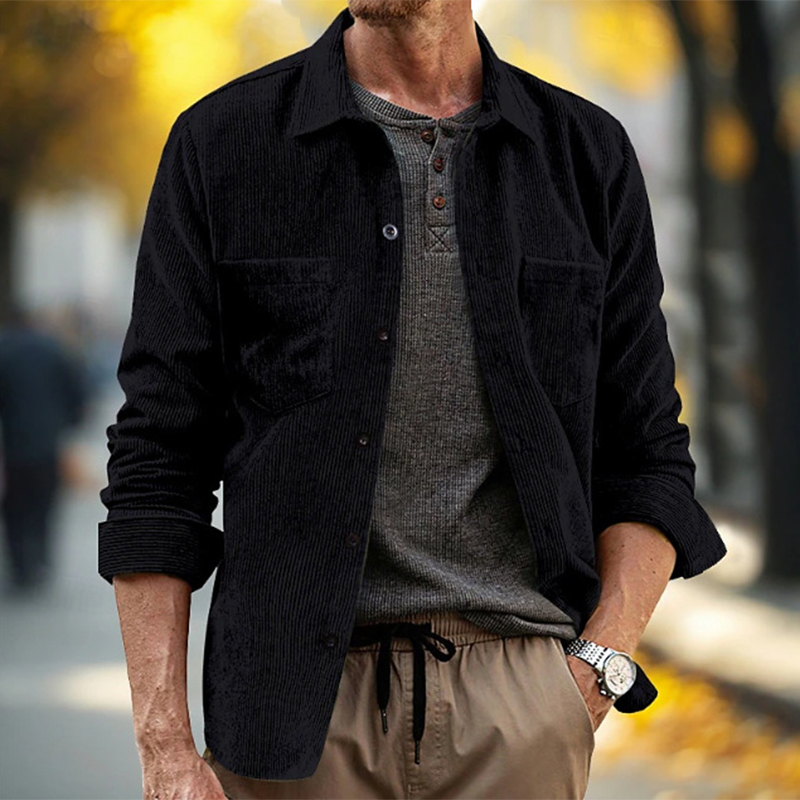 Spring Fall Daily Leisure Mens - огляд і ціна Corduroy Button Up Shirt Men