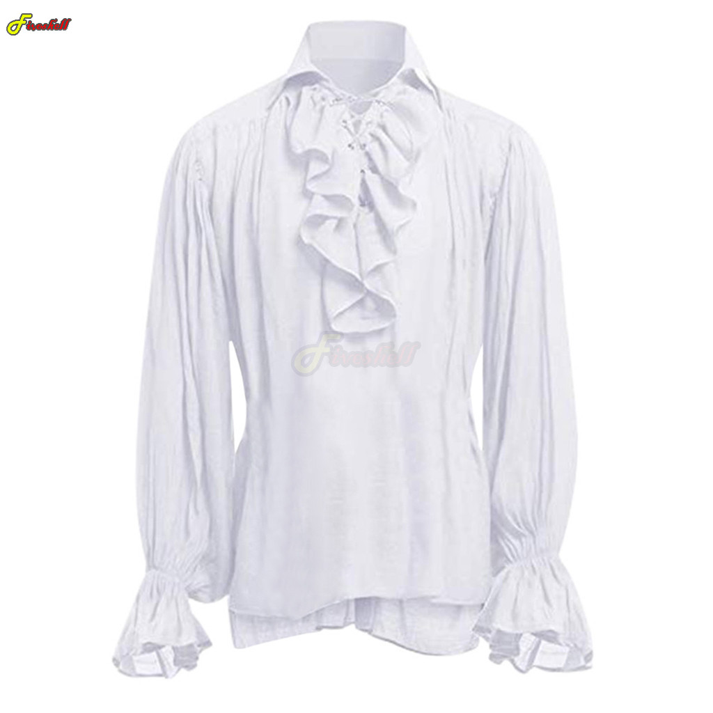 Mens Halloween Lace Up Pirate  - огляд і ціна Medieval Gothic Lace Up Pirate Shirt