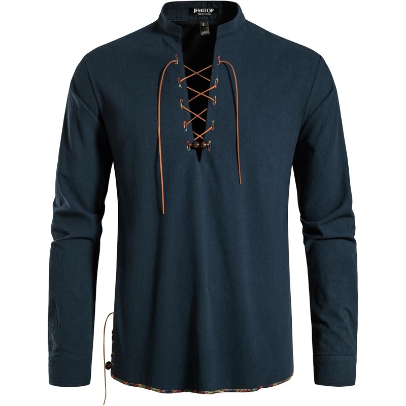 Mens Pirate Shirt Viking Retro - огляд і ціна Medieval Gothic Lace Up Pirate Shirt