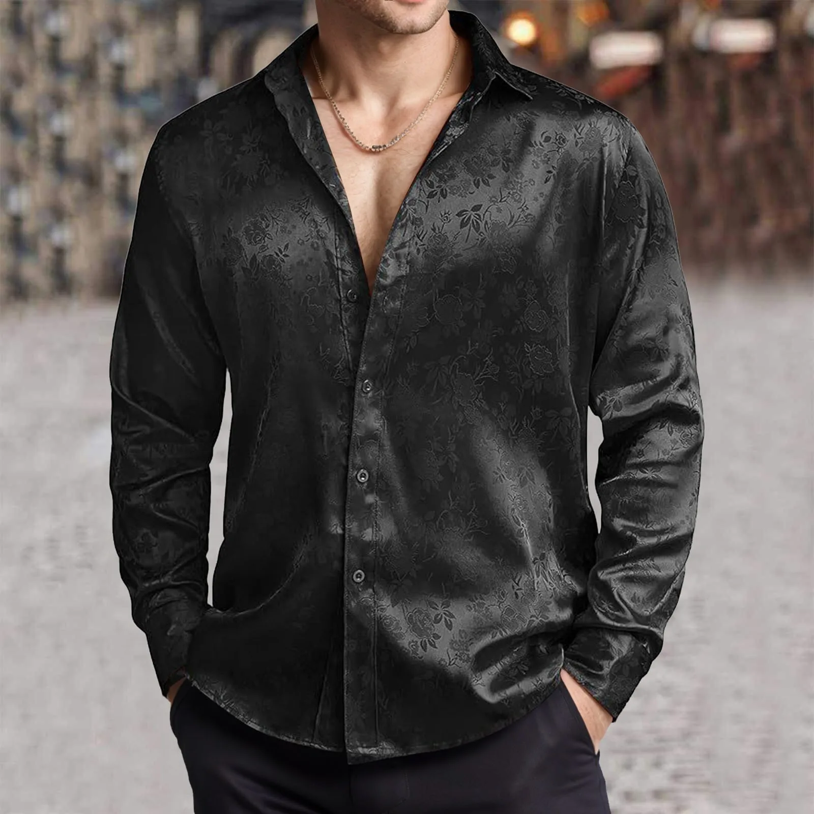 Mens Imitation Silk Satin Dres - огляд і ціна Mens Satin Silk Dress Shirt