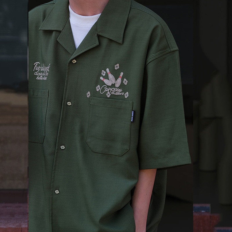 Bowling Embroidery Green Tooli - огляд і ціна Short Sleeve Bowling Shirt Retro