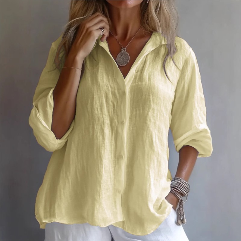 Solid Color Linen Sexy V-neck  - огляд і ціна Mens Linen Shirt Long Sleeve