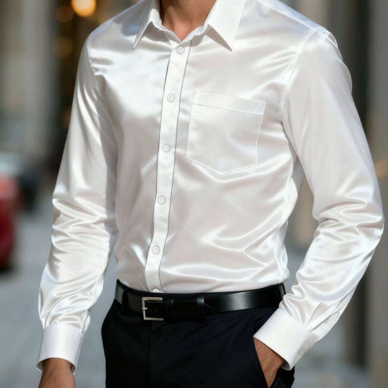 Men's Satin-Like Ice Silk Dres - огляд і ціна Mens Satin Silk Dress Shirt