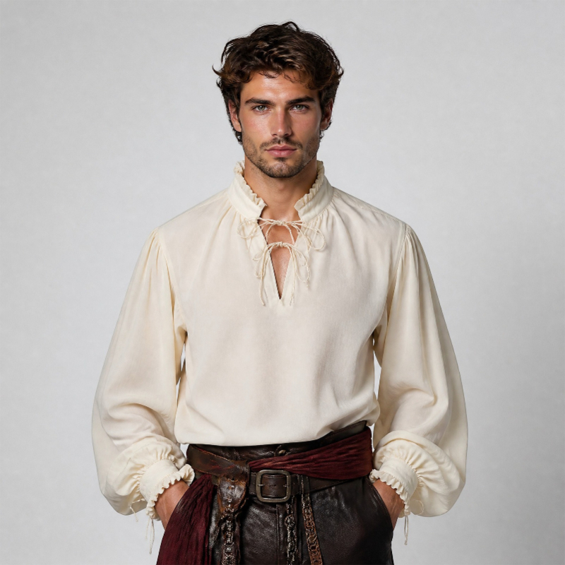Renaissance Medieval Pirate Sh - огляд і ціна Medieval Gothic Lace Up Pirate Shirt