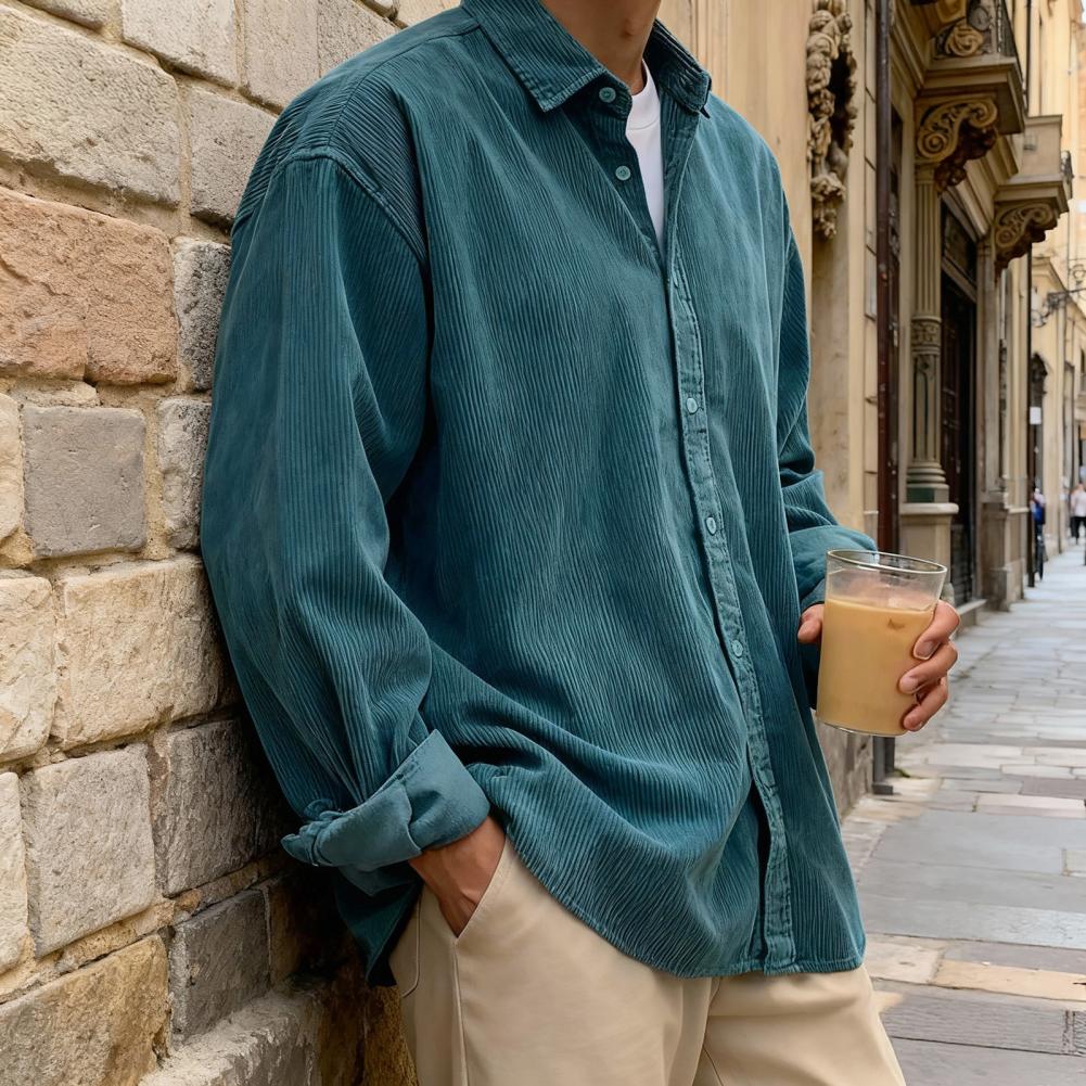 New Men's Corduroy Shirt Relax - огляд і ціна Corduroy Button Up Shirt Men
