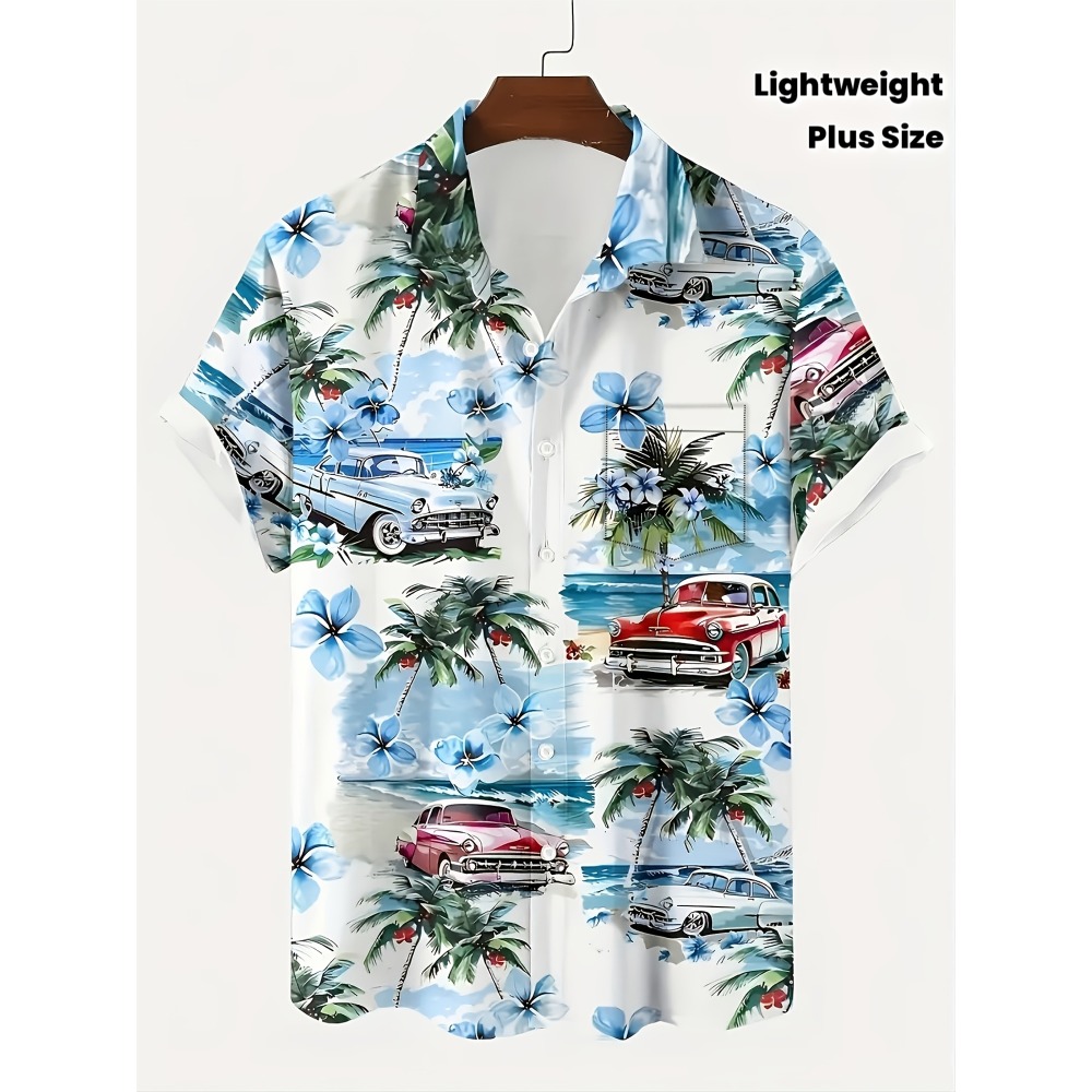 Men Vintage Classic Car Palm T - огляд і ціна Vintage Hawaiian Floral Shirt