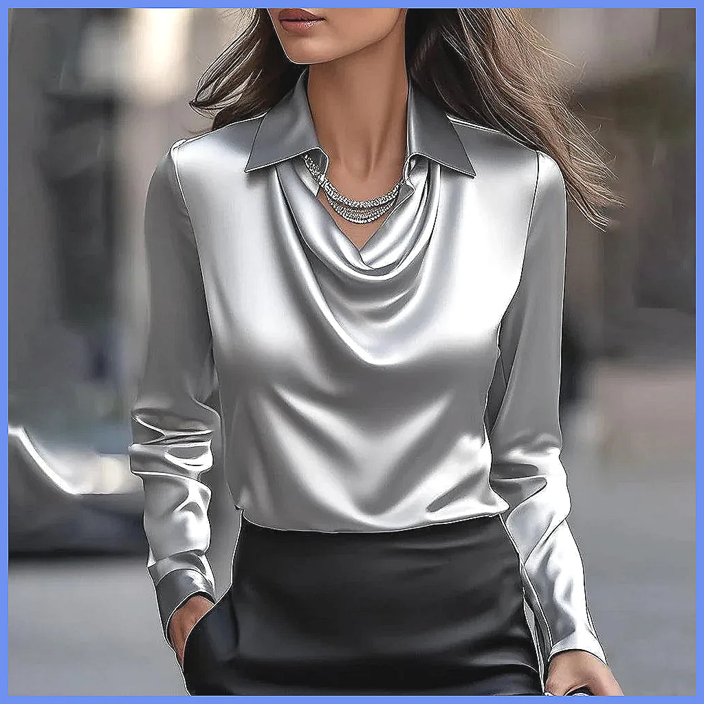 Vintage Satin Blouse Women Lon - огляд і ціна Shirts