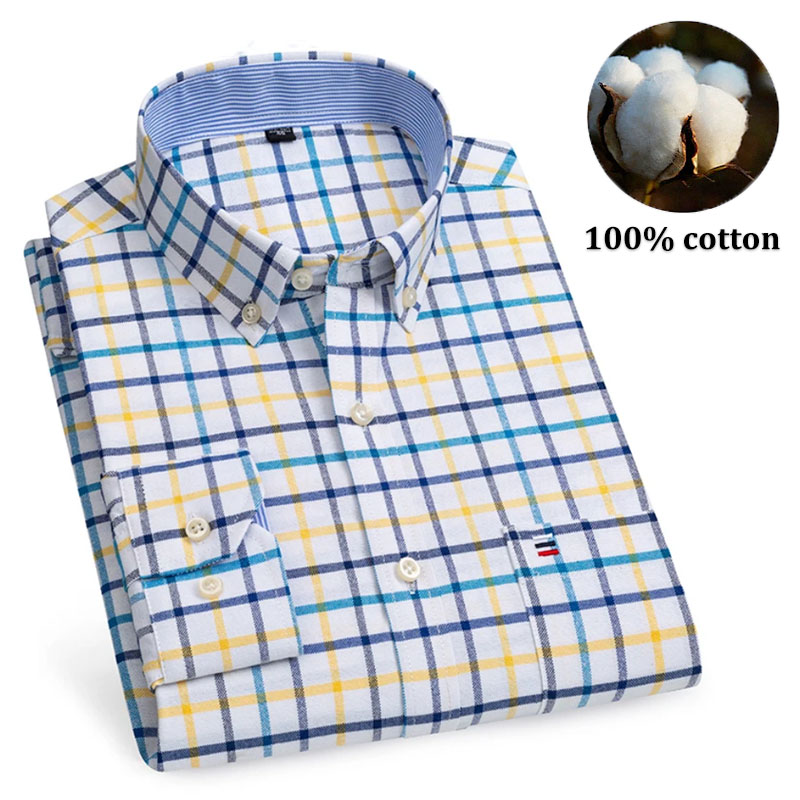 Men's 100% Cotton Shirts Long  - огляд і ціна Oxford Cotton Casual Shirt Business