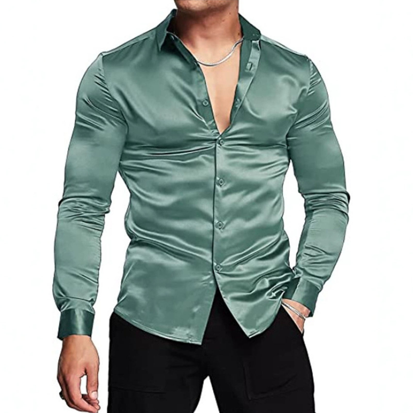 Pink Silk Satin Luxury Dress S - огляд і ціна Mens Satin Silk Dress Shirt