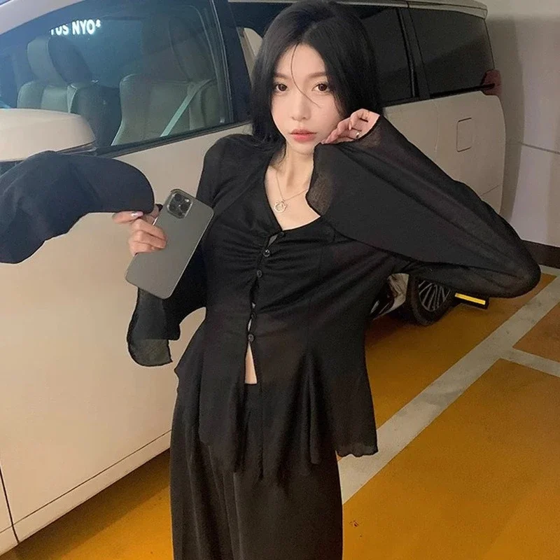 Sheer Flare Sleeve Blouse - Y2 - огляд і ціна Shirts