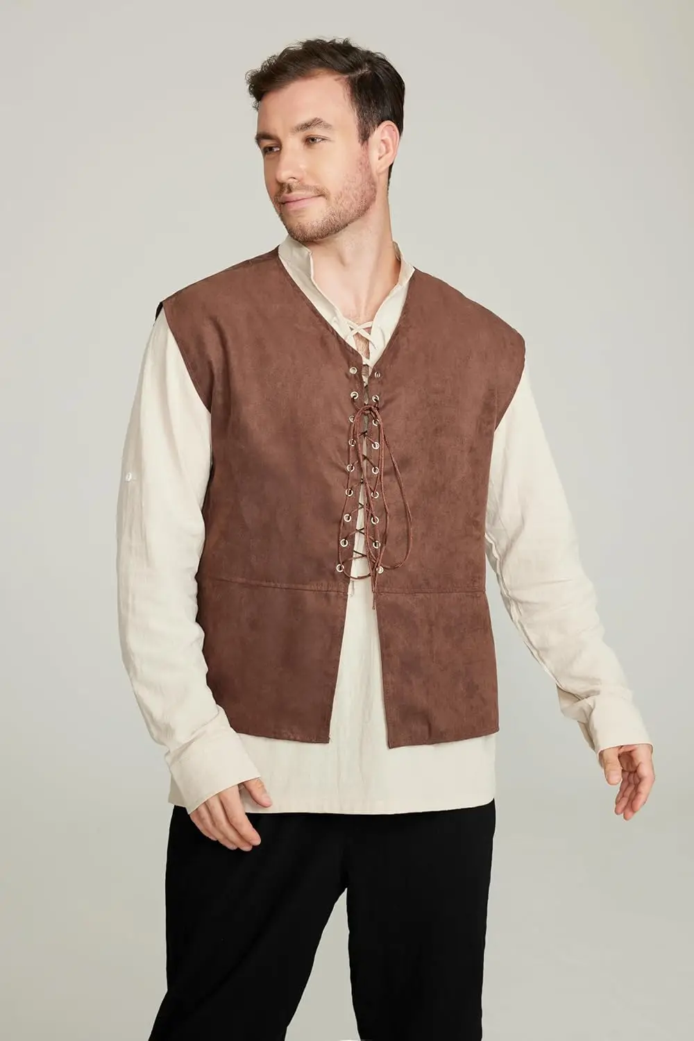 2-piece Set Men's Medieval Pir - огляд і ціна Medieval Gothic Lace Up Pirate Shirt