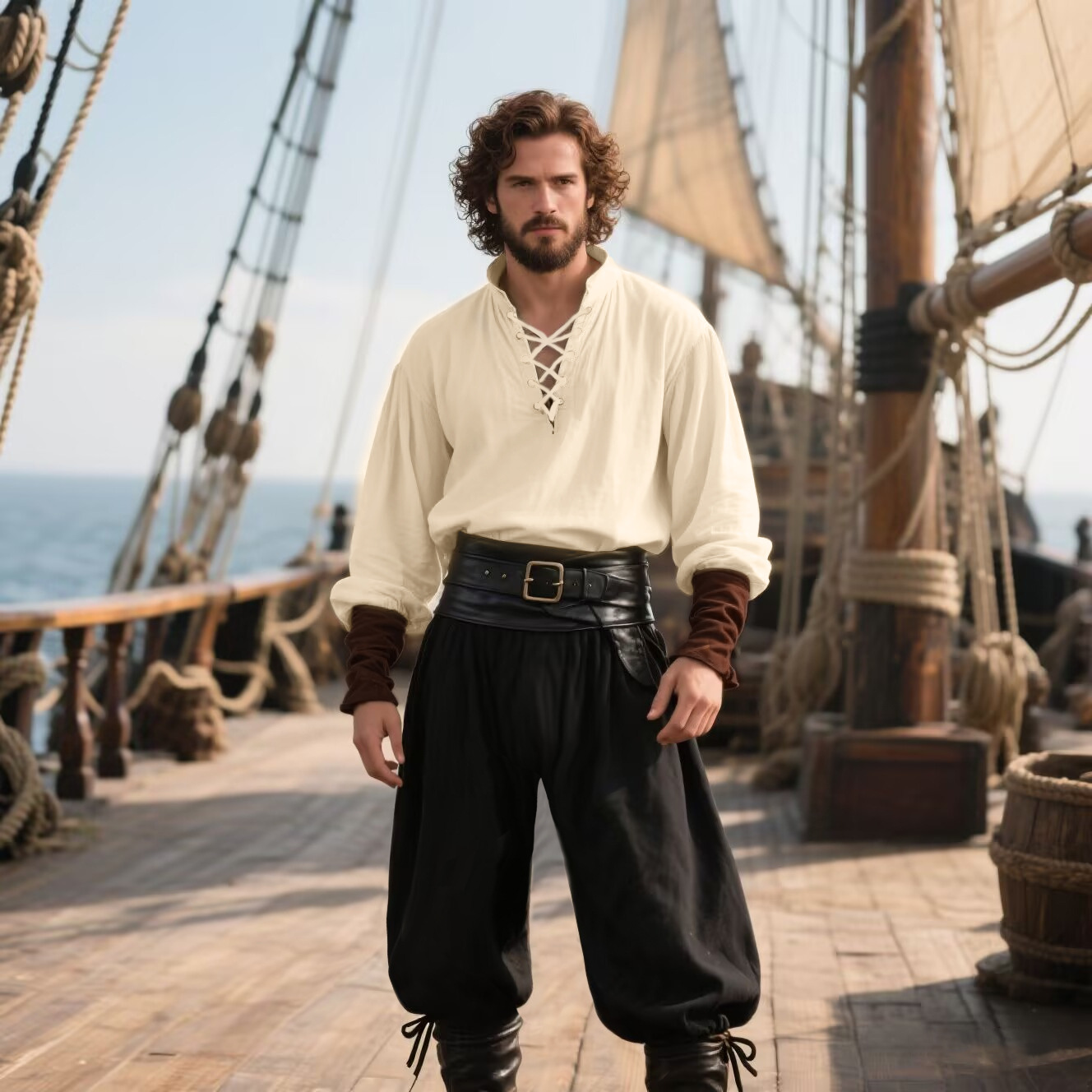 Men's Medieval Renaissance LAR - огляд і ціна Medieval Gothic Lace Up Pirate Shirt