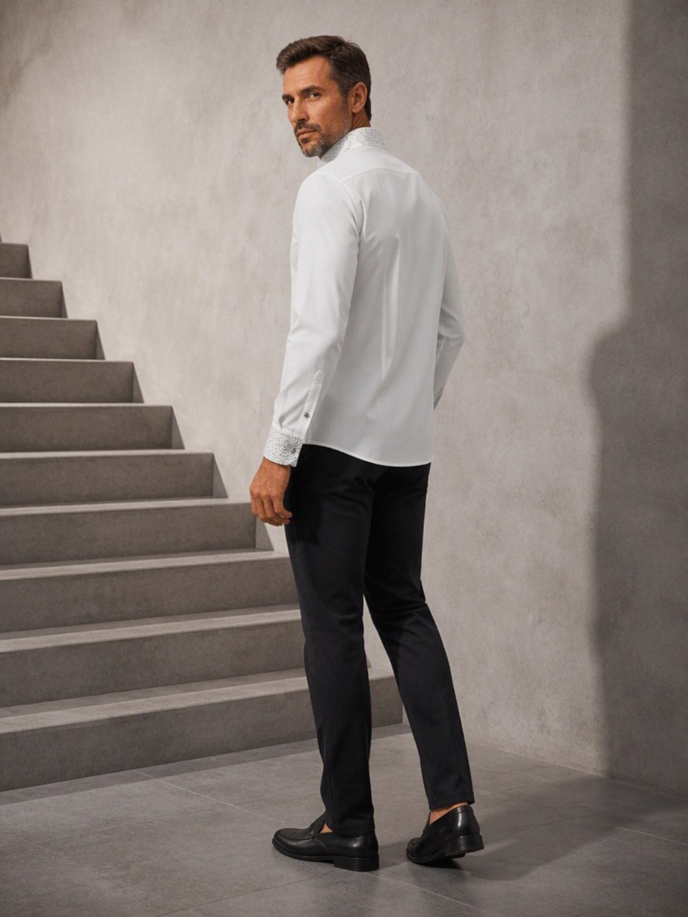 Men's Casual Business Blouse F - огляд і ціна Mandarin Collar Formal Shirt Slim Fit