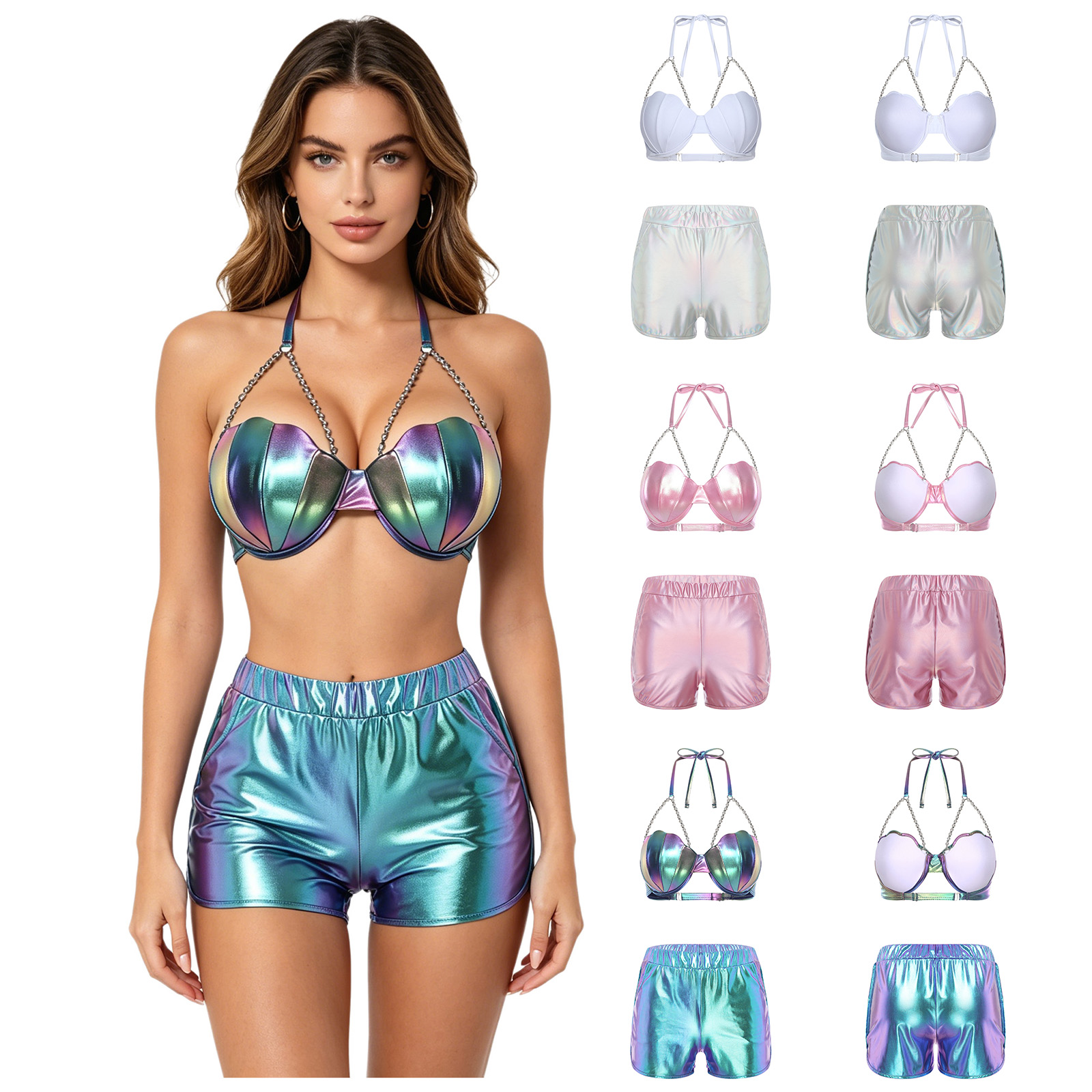 Women Metallic Shiny Swimwear  - огляд і ціна Shorts