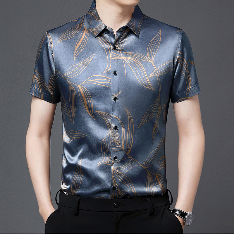 Summer 2022 Men's Silk Clothin - огляд і ціна Mens Satin Silk Dress Shirt