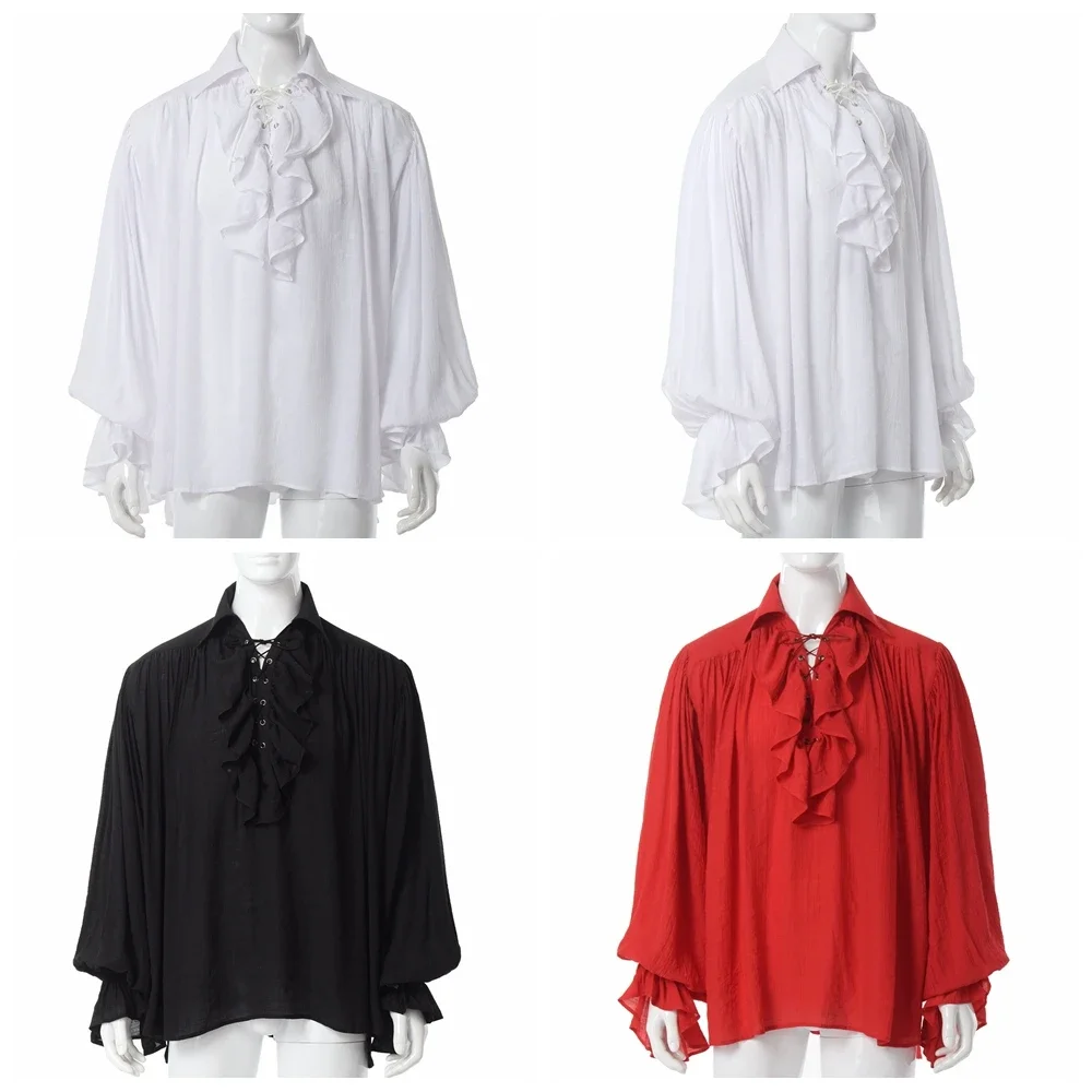 Men Pirate Shirt Vampire Princ - огляд і ціна Medieval Gothic Lace Up Pirate Shirt
