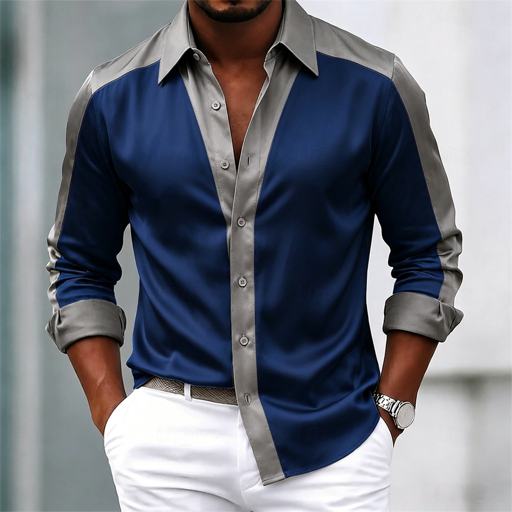 Men's shirt satin shirt dress  - огляд і ціна Mens Satin Silk Dress Shirt