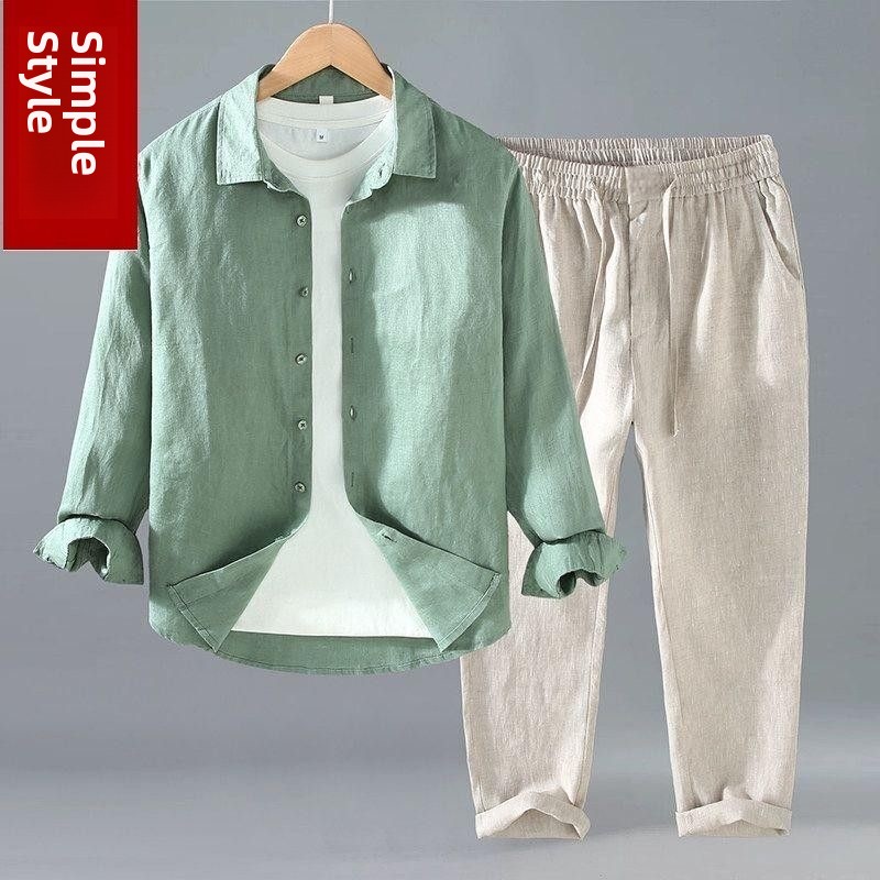 Loose Linen Men's Casual Short - огляд і ціна Mens Linen Shirt Long Sleeve