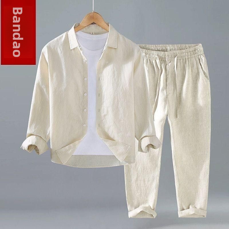 Loose Linen Men's Casual Short - огляд і ціна Mens Linen Shirt Long Sleeve