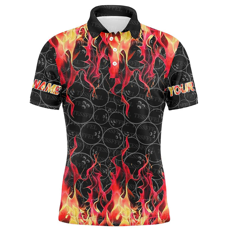 Custom Name Graffiti Flame Gra - огляд і ціна Short Sleeve Bowling Shirt Retro