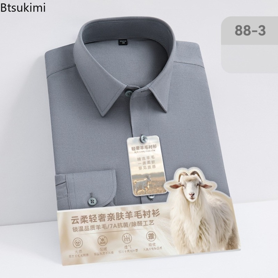 New Hight Quality Wool Modal L - огляд і ціна Mandarin Collar Formal Shirt Slim Fit