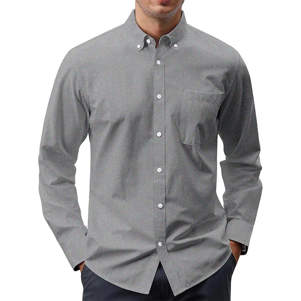 Men's Long Sleeve Shirts Solid - огляд і ціна Oxford Cotton Casual Shirt Business