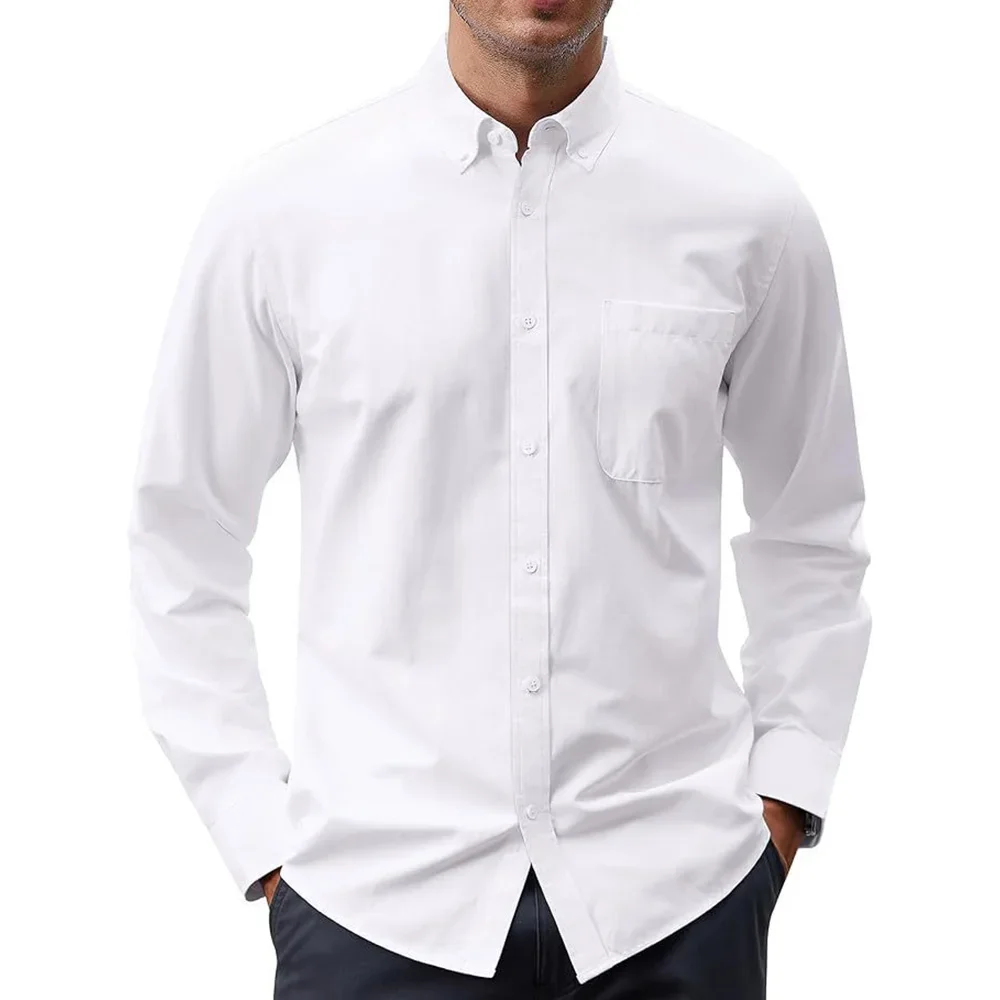 Men's Long Sleeve Shirts Solid - огляд і ціна Oxford Cotton Casual Shirt Business