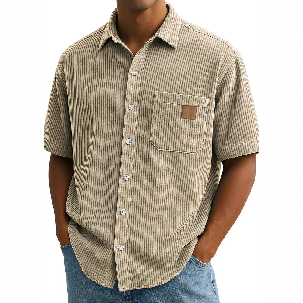 Men's Corduroy Short-Sleeve Sh - огляд і ціна Corduroy Button Up Shirt Men